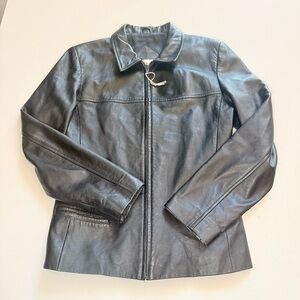 Michael Hoban North Beach Leather Vintage Black Zip Up Jacket Size 10